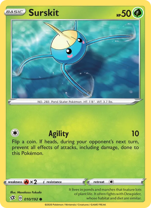 Surskit Reverse Holo 010/192 Rebel Clash Pokémon Card