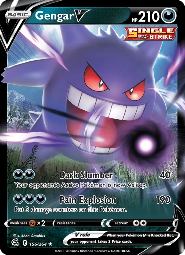 Gengar V Holo 156/264 Fusion Strike Pokémon Card