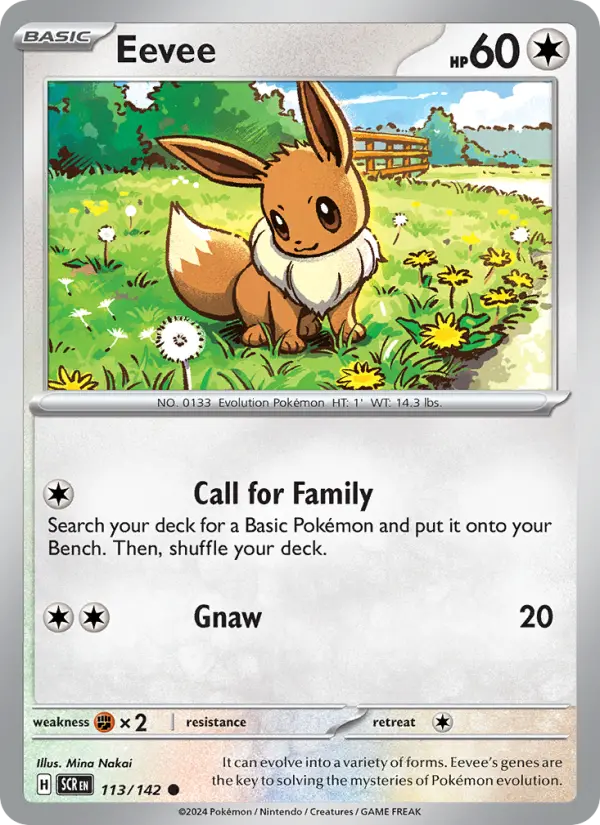 Eevee Reverse Holo 113/142 Stellar Crown Pokémon Card