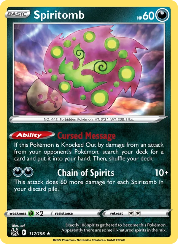 Spiritomb Reverse Holo 117/196 Lost Origin Pokémon Card