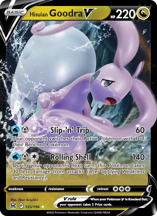 Hisuian Goodra V Holo 135/196 Lost Origin Pokémon Card