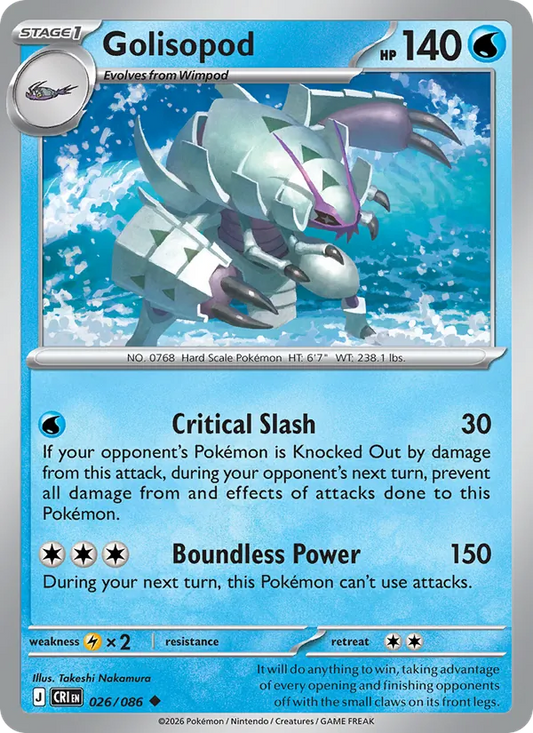 Golisopod Normal 026/86 Chaos Rising Pokémon Card