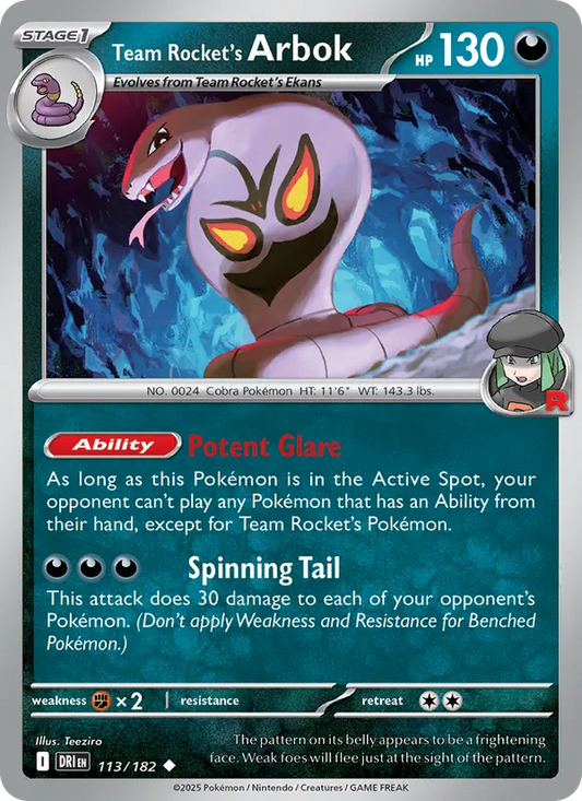 Team Rocket's Arbok Normal 113/182 Destined Rivals Pokémon Card