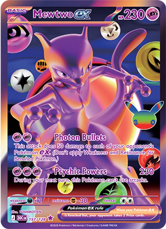 Mewtwo ex Normal 157/128 30th Celebration Pokémon Card