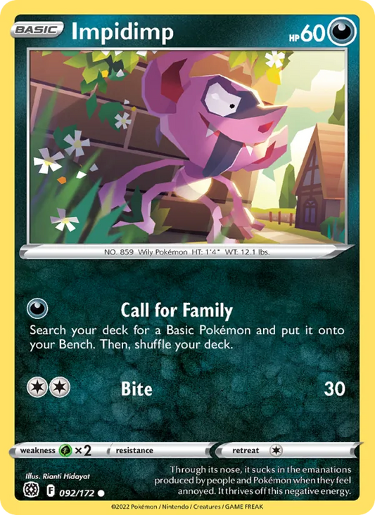 Impidimp Reverse Holo 092/172 Brilliant Stars Pokémon Card