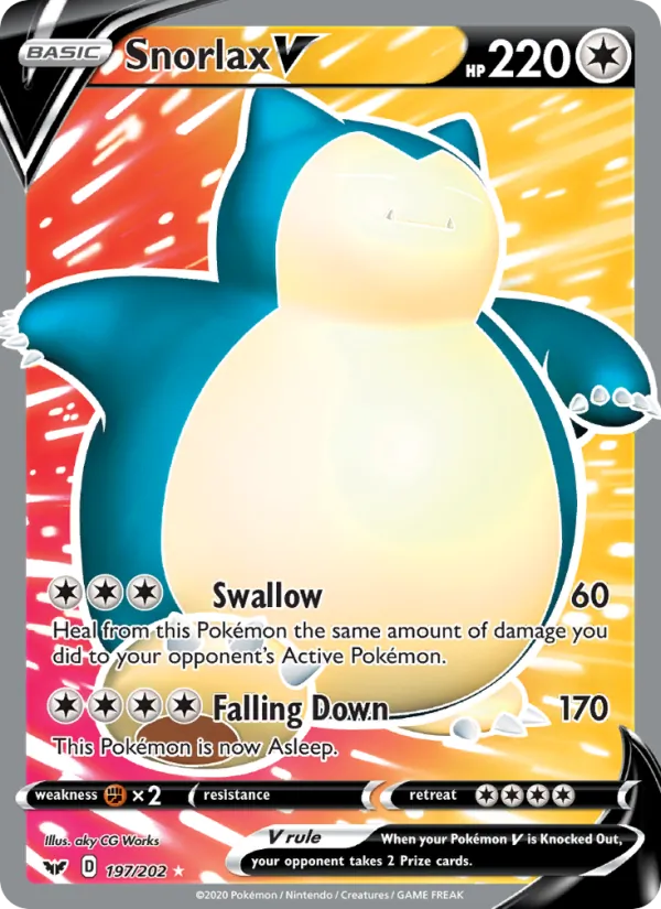 Snorlax V Holo 197/202 Sword & Shield Pokémon Card