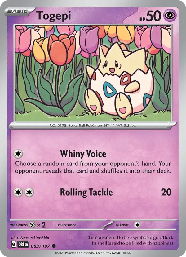 Togepi Reverse Holo 083/197 Obsidian Flames Pokémon Card