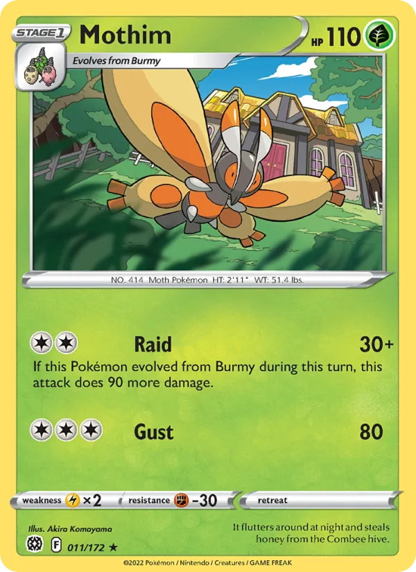 Mothim Reverse Holo 011/172 Brilliant Stars Pokémon Card