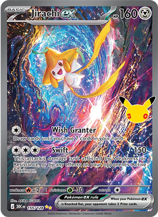Jirachi ex Normal 155/128 30th Celebration Pokémon Card