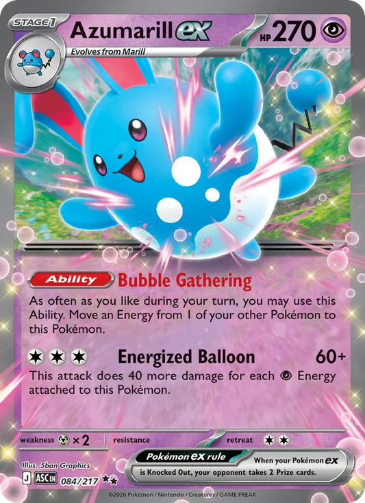 Azumarill ex Holo 084/217 Ascended Heroes Pokémon Card