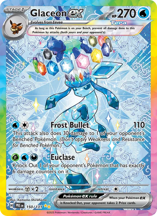 Glaceon ex Holo 150/131 Prismatic Evolutions Pokémon Card