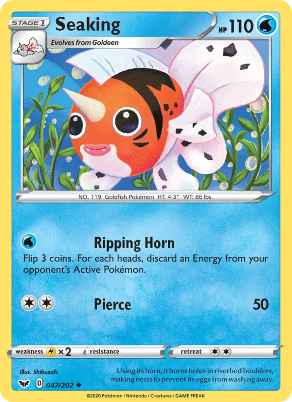 Seaking Reverse Holo 047/202 Sword & Shield Pokémon Card