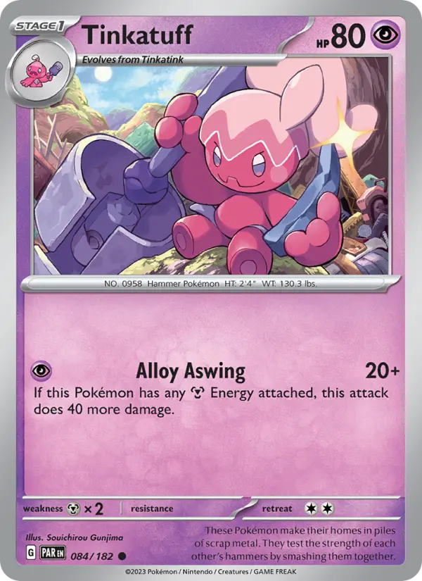 Tinkatuff Reverse Holo 084/182 Paradox Rift Pokémon Card