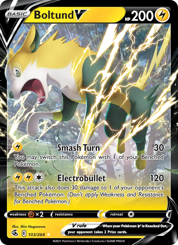 Boltund V Holo 103/264 Fusion Strike Pokémon Card