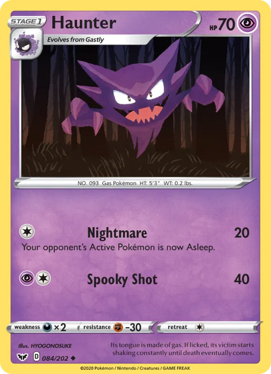 Haunter Reverse Holo 084/202 Sword & Shield Pokémon Card