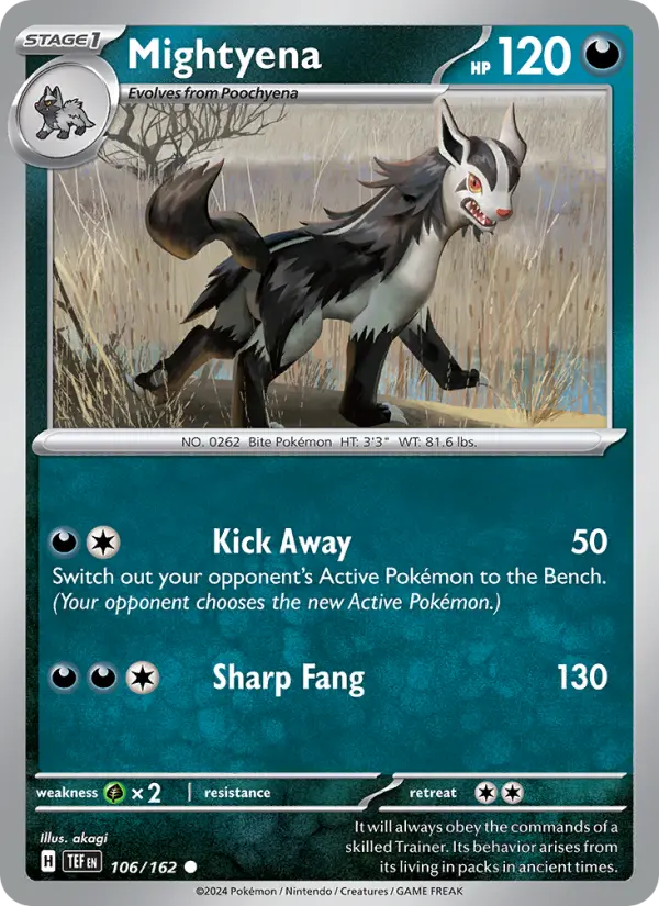 Mightyena Reverse Holo 106/162 Temporal Forces Pokémon Card