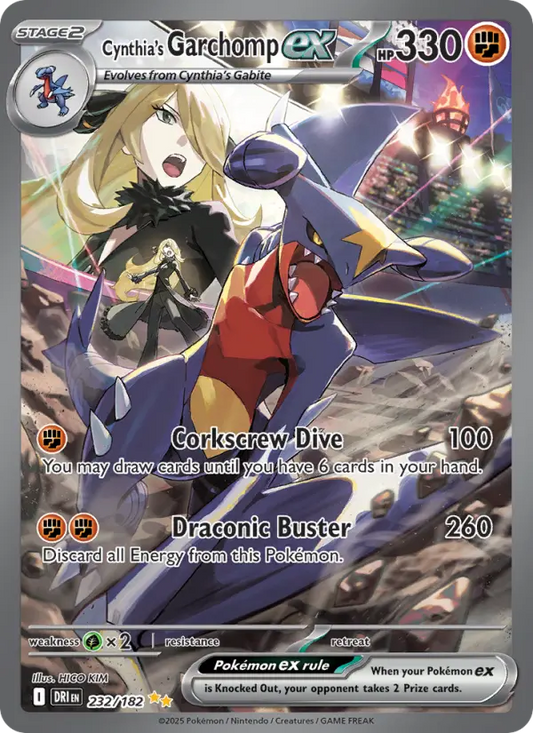 Cynthia's Garchomp ex Holo 232/182 Destined Rivals Pokémon Card