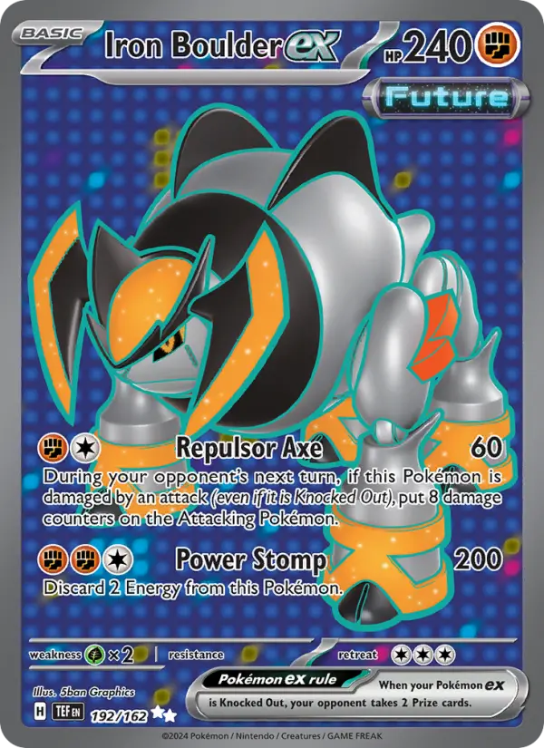 Iron Boulder ex Holo 192/162 Temporal Forces Pokémon Card