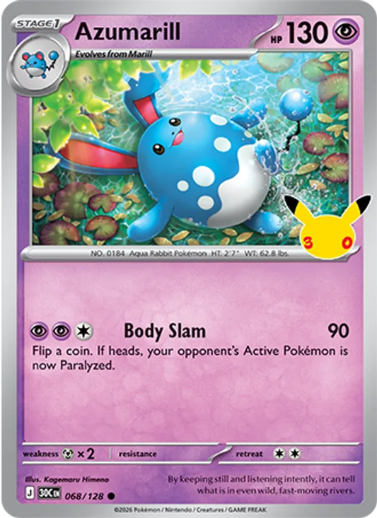 Azumarill Normal 068/128 30th Celebration Pokémon Card