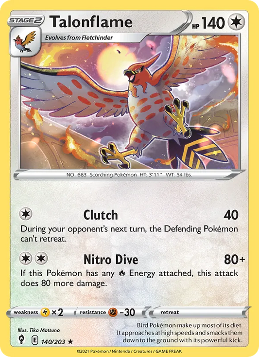 Talonflame Normal 140/203 Evolving Skies Pokémon Card