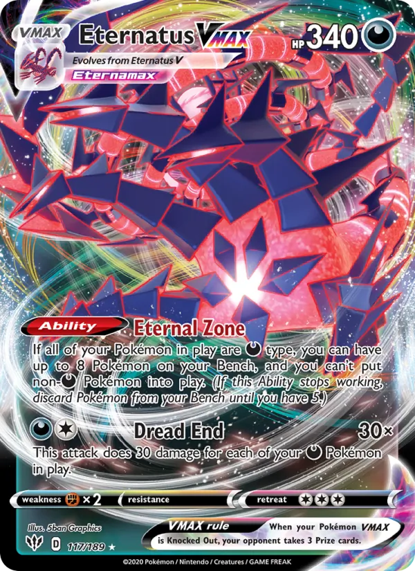 Eternatus VMAX Holo 117/189 Darkness Ablaze Pokémon Card