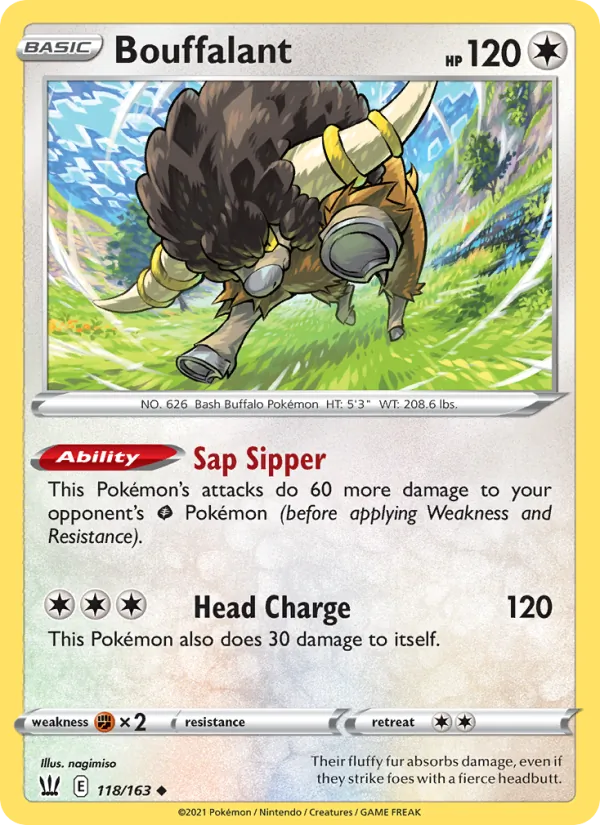 Bouffalant Reverse Holo 118/163 Battle Styles Pokémon Card