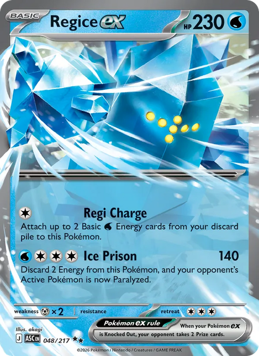 Regice ex Holo 048/217 Ascended Heroes Pokémon Card