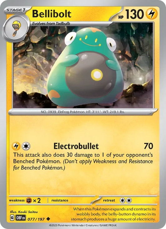 Bellibolt Normal 077/197 Obsidian Flames Pokémon Card