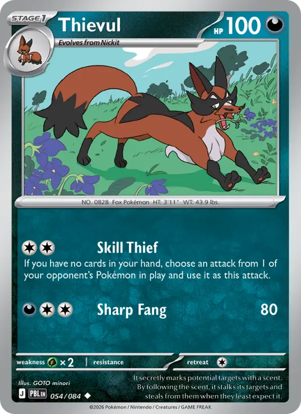 Thievul Reverse Holo 054/84 Pitch Black Pokémon Card