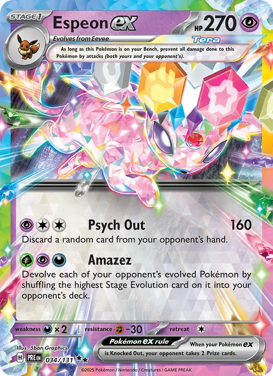 Espeon ex Holo 034/131 Prismatic Evolutions Pokémon Card