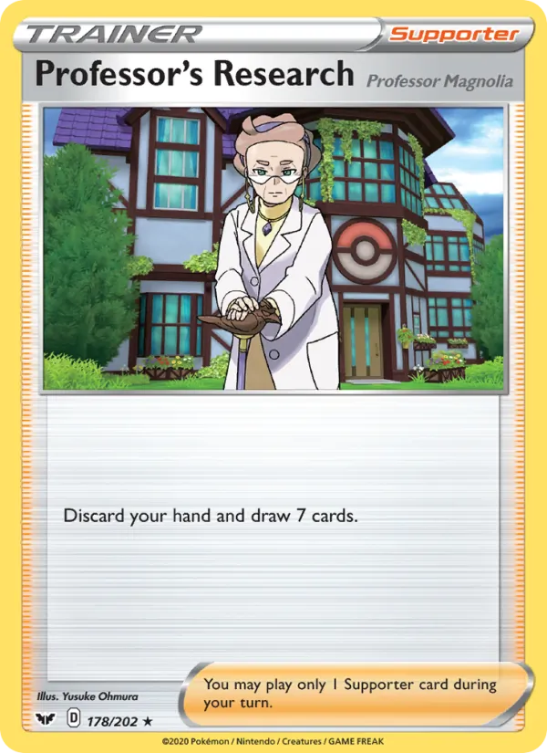 Professor's Research (Professor Magnolia) Reverse Holo 178/202 Sword & Shield Pokémon Card