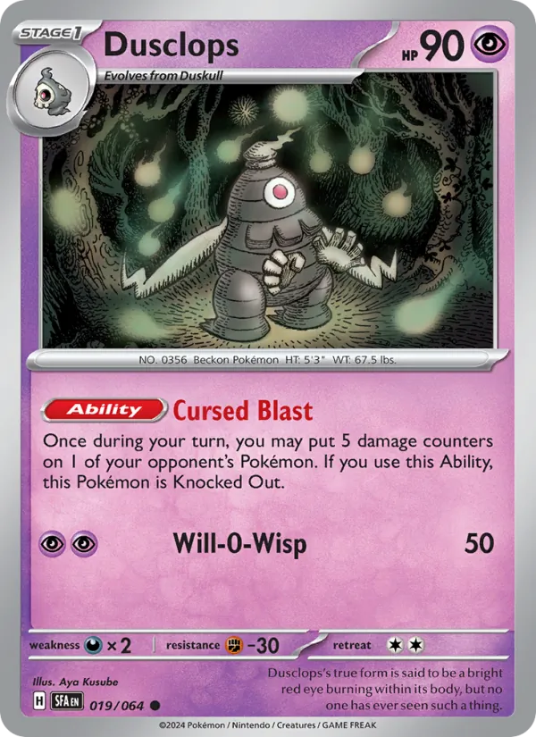 Dusclops Normal 019/64 Shrouded Fable Pokémon Card