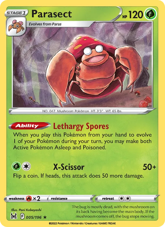 Parasect Normal 005/196 Lost Origin Pokémon Card