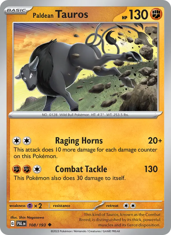 Paldean Tauros Non-Foil 108/193 Paldea Evolved Pokémon Card