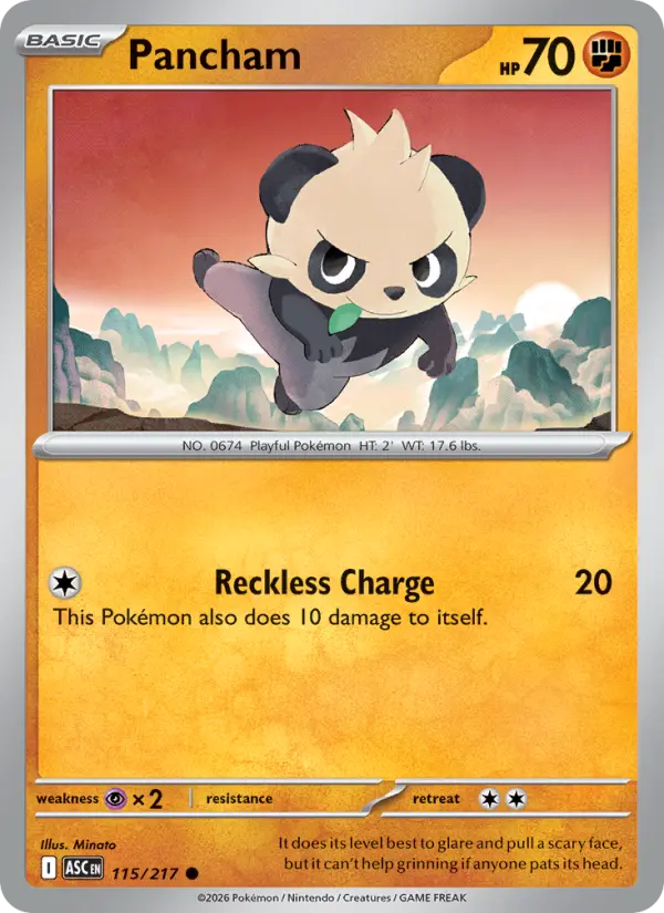 Pancham Reverse Holo 115/217 Ascended Heroes Pokémon Card