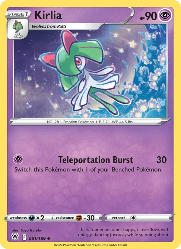 Kirlia Reverse Holo 061/189 Astral Radiance Pokémon Card