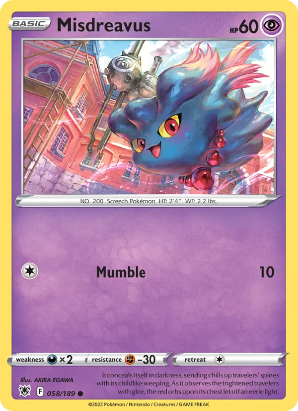 Misdreavus Reverse Holo 058/189 Astral Radiance Pokémon Card