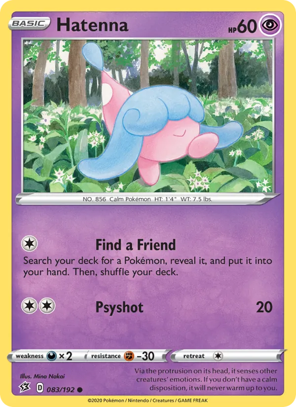 Hatenna Reverse Holo 083/192 Rebel Clash Pokémon Card