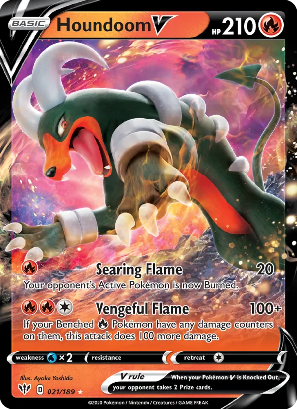 Houndoom V Holo 021/189 Darkness Ablaze Pokémon Card