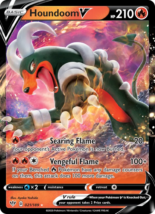 Houndoom V Holo 021/189 Darkness Ablaze Pokémon Card
