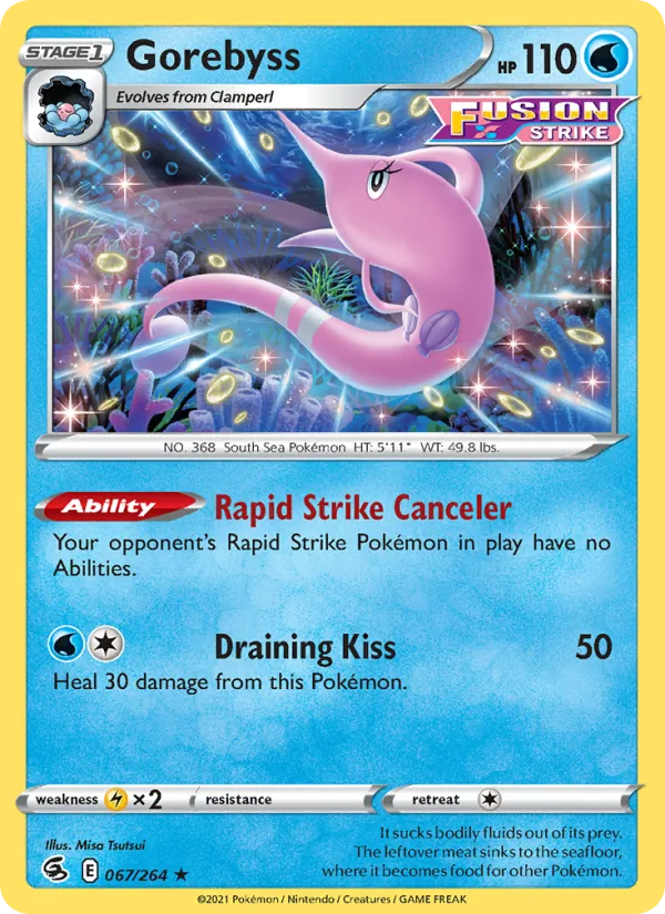 Gorebyss Reverse Holo 067/264 Fusion Strike Pokémon Card