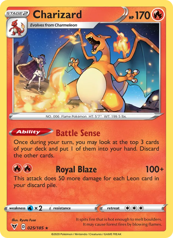 Charizard Reverse Holo 025/185 Vivid Voltage Pokémon Card