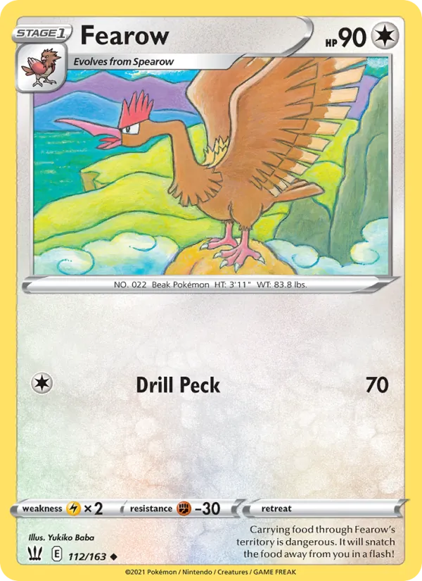 Fearow Reverse Holo 112/163 Battle Styles Pokémon Card