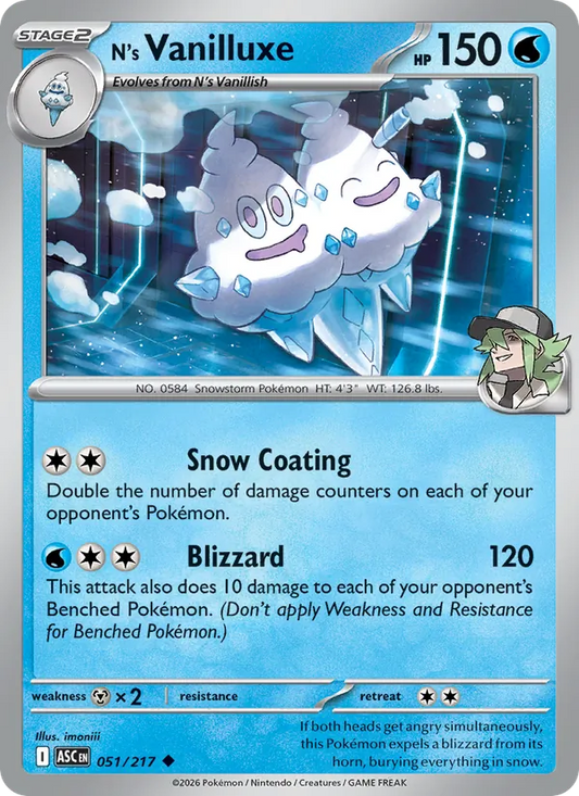 N's Vanilluxe Normal 051/217 Ascended Heroes Pokémon Card