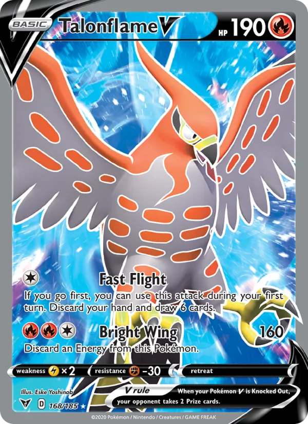 Talonflame V Holo 168/185 Vivid Voltage Pokémon Card