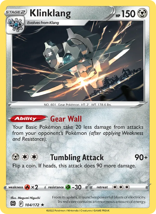 Klinklang Reverse Holo 104/172 Brilliant Stars Pokémon Card