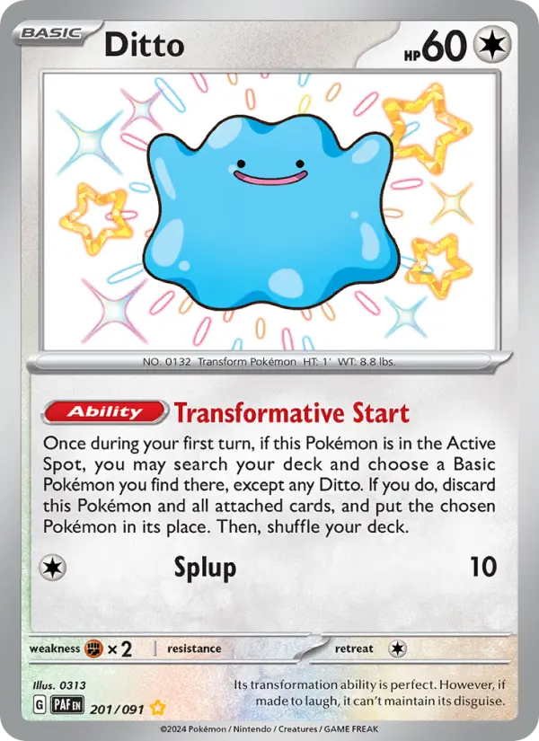 Ditto Holo 201/91 Paldean Fates Pokémon Card