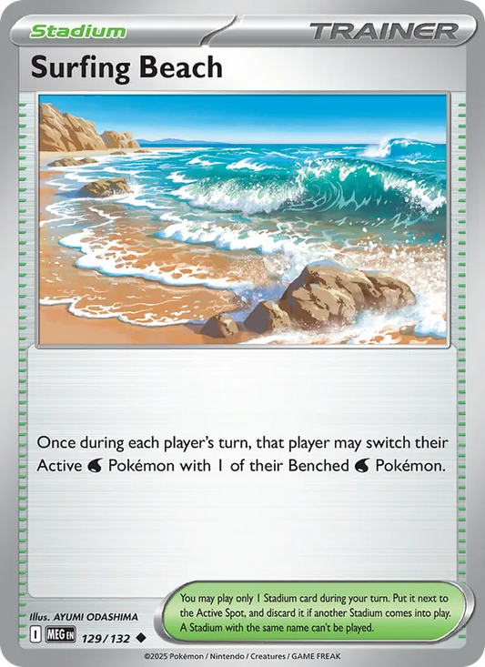 Surfing Beach Normal 129/132 Mega Evolution Pokémon Card