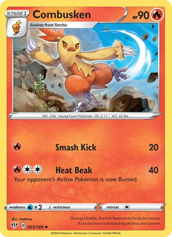 Combusken Reverse Holo 023/189 Darkness Ablaze Pokémon Card