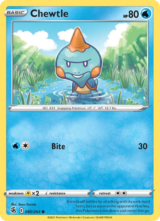 Chewtle Reverse Holo 080/264 Fusion Strike Pokémon Card